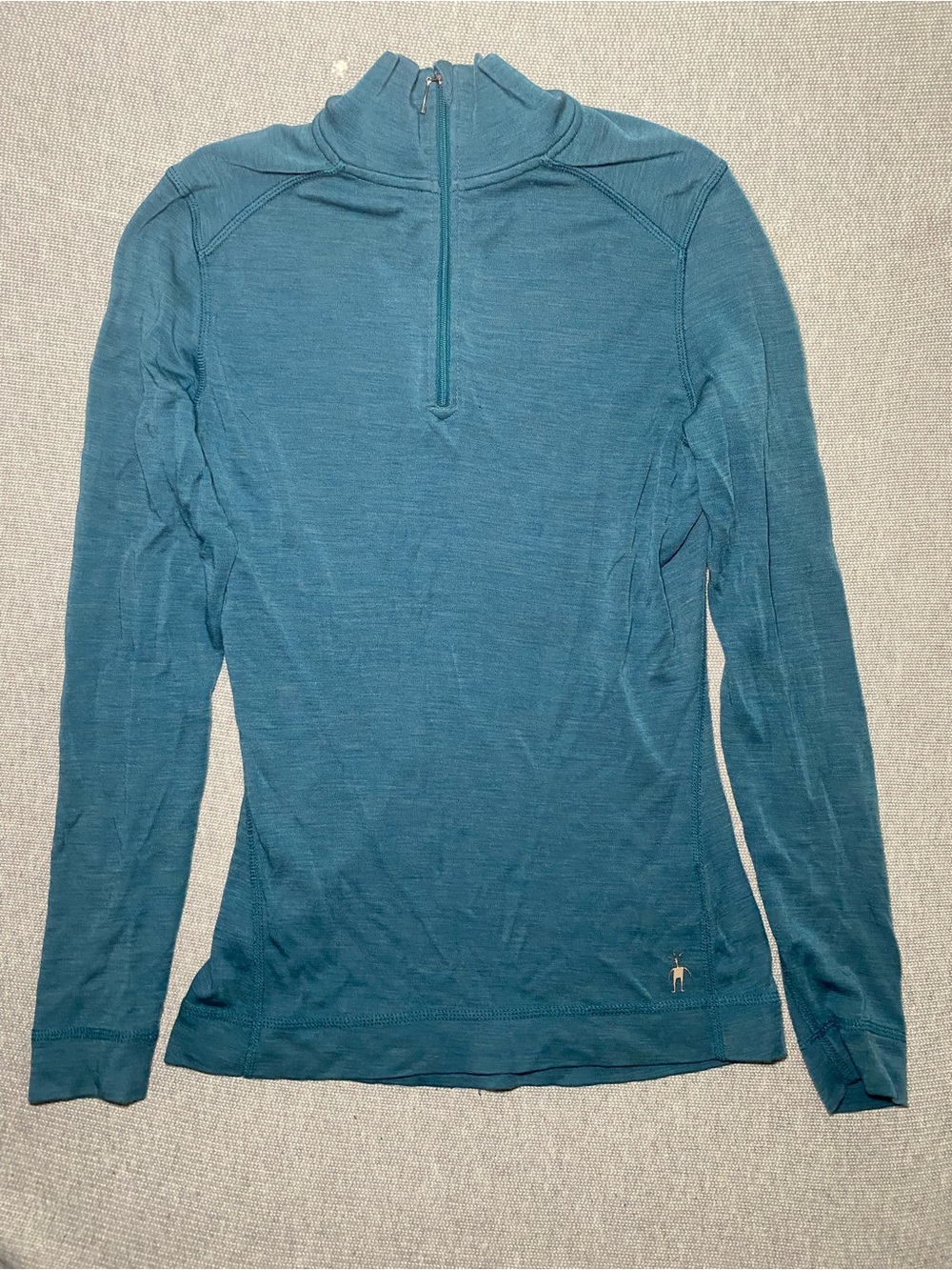 Smartwool Merino Women 1/4 Zip Base Layer 100% Wool Blue